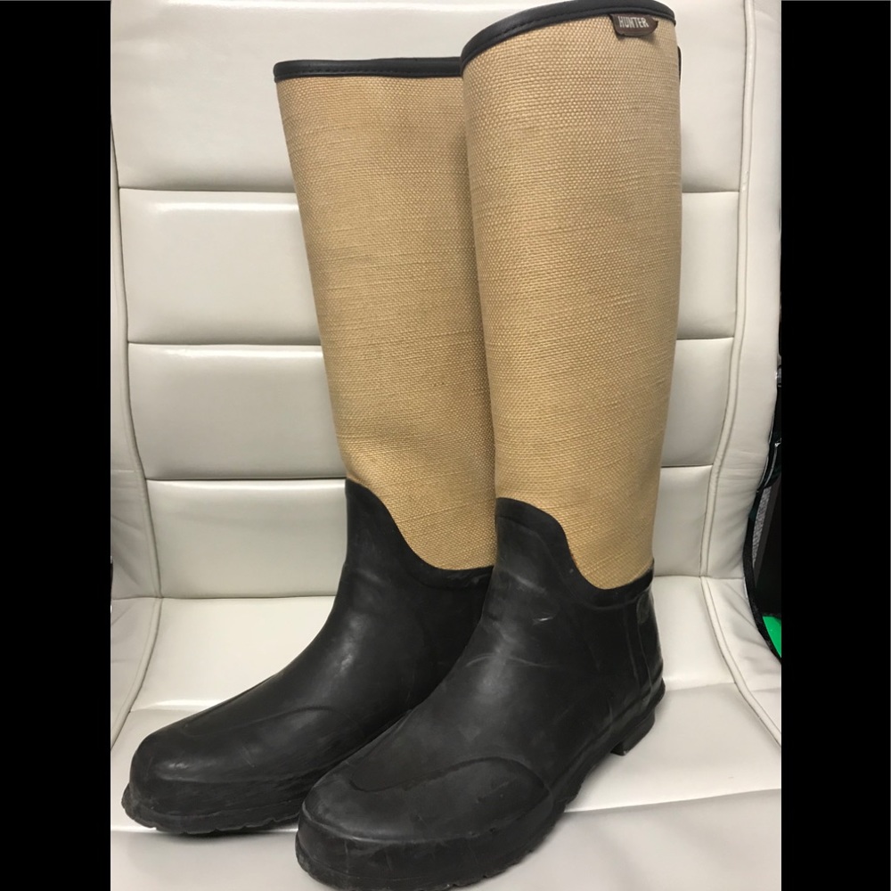 Hunter Lady N Tall Brown Rubber Twill Rain boots